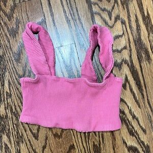 Pink Ribbed Crop Top